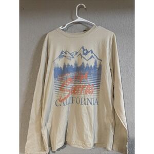 Original Use Men's High Sierras California Graphic Tee Beige Long Sleeve medium